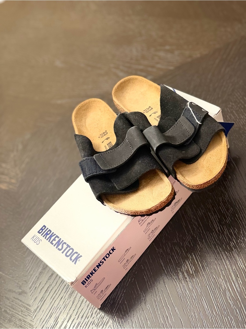 Birkenstock Kids Kyoto Kids Black Suede Sandals UK Size 33 US Size 2/2.5